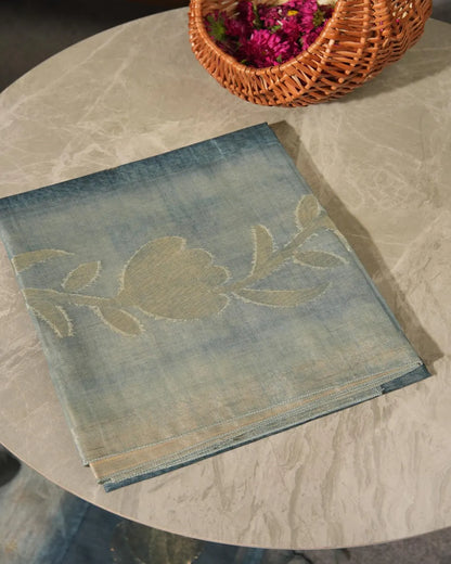 Azure Dreams – Dusty Blue Semi Tussar Silk Unstitched Suit