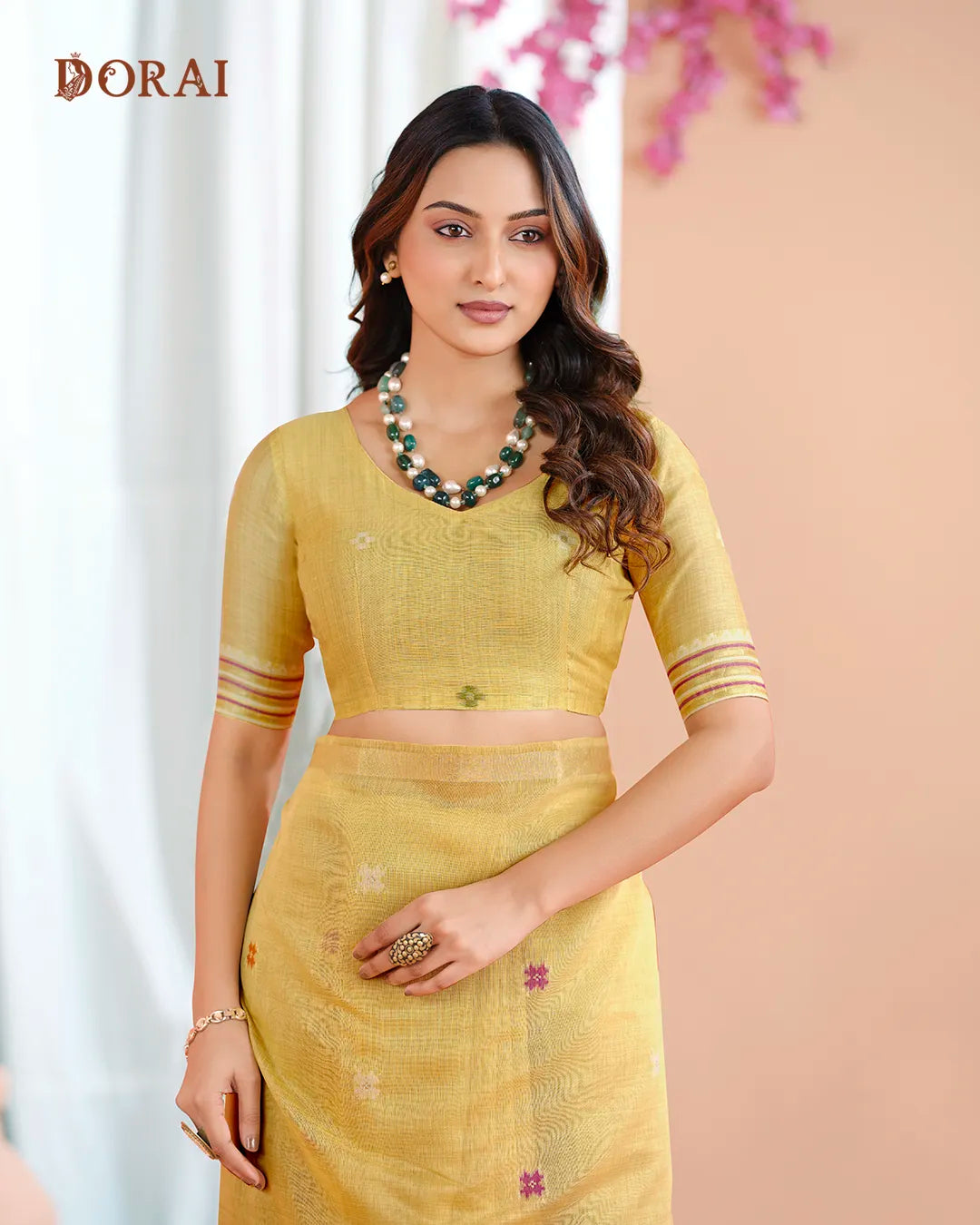 Yellow Patola Pallu Muga Cotton Saree with Zari Border
